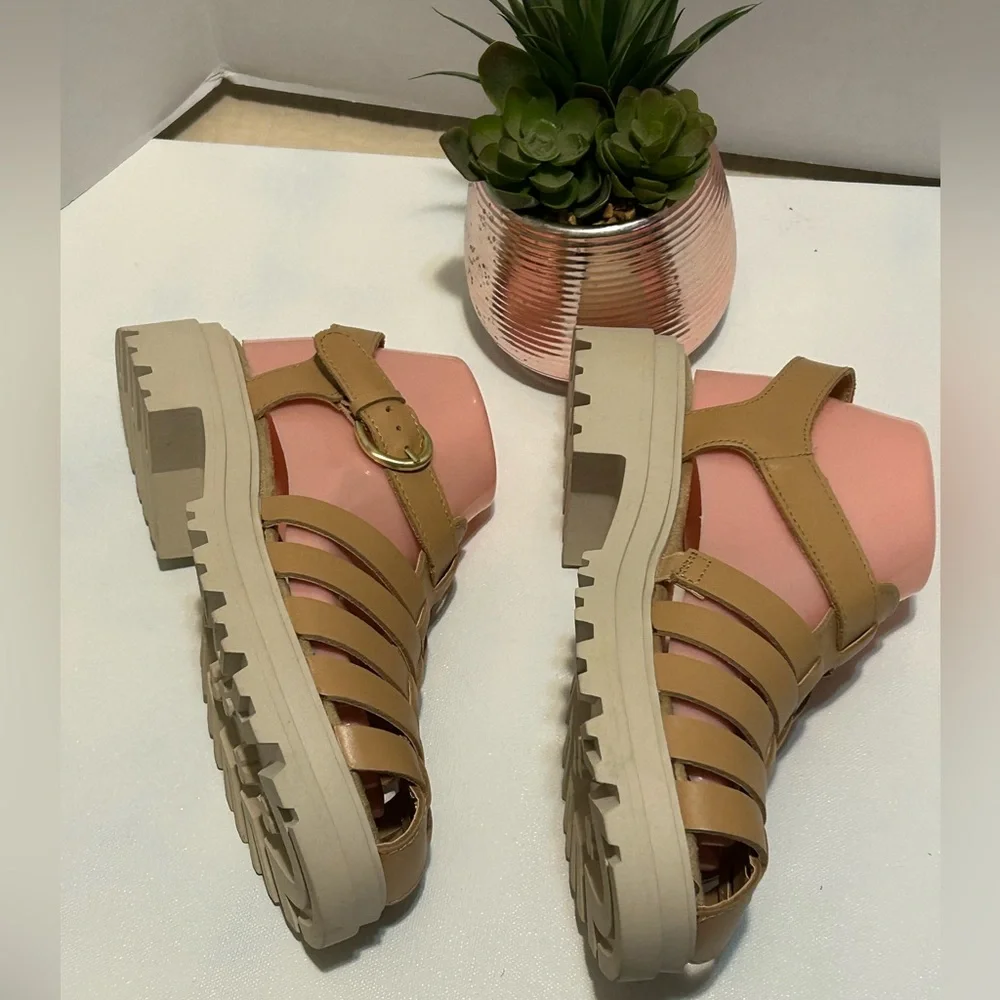 Tan Woven Leather Sandals - Picture 3 of 7